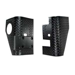 Jeep Wrangler Body Armor - Rear - Rugged Ridge - Tall Corner - Black Diamond Plate - `97-`06